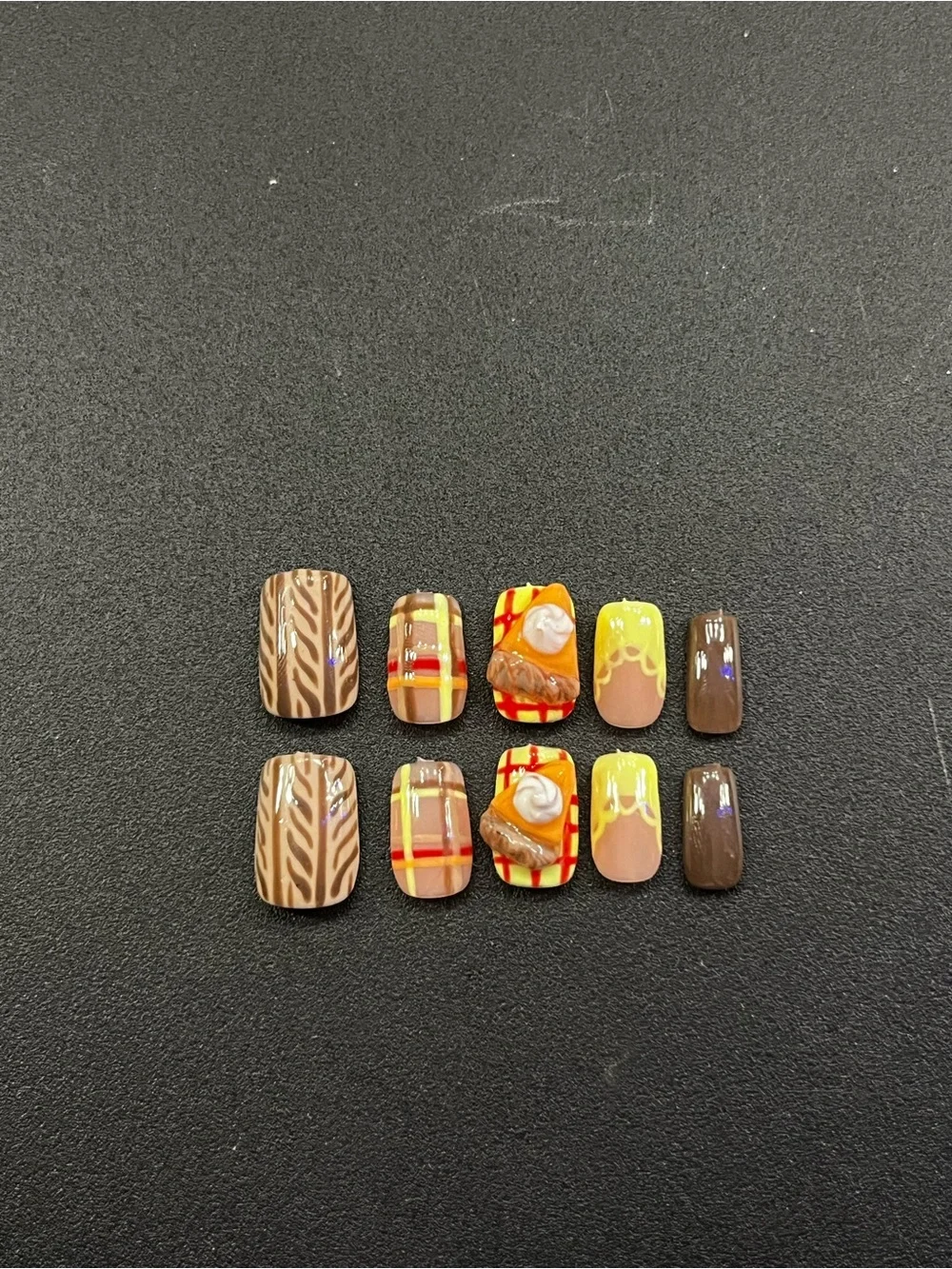 False Nail Set - Yellow & Brown Fashion Press-Ons